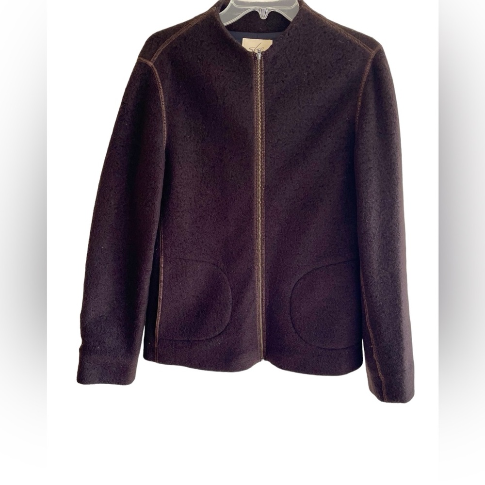 Chocolate Brown Boiled Wool Jacket